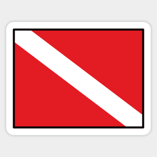 Diver down flag - red with diagonal white line Sticker